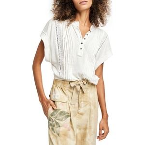 Free People We The Free Roxy Tee Extra Small Ivory Cropped Summer Shirt